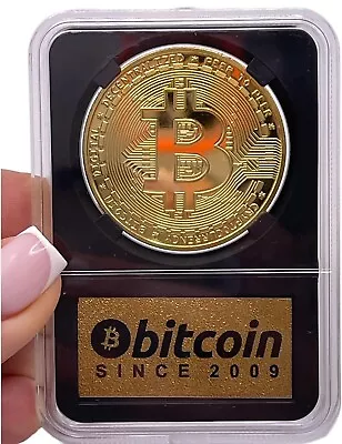 Bitcoin Coin In Clear Case Limited Edition Gold Coin • $11.99