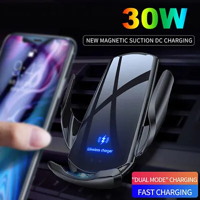 30W Wireless Car Charger Phone Holder Bracket For Apple IPhone 14 Pro 13 XS 11 • £14.98