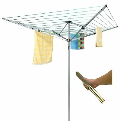 4 Arm Heavy Duty Rotary Clothes Airer Washing Line Outdoor Laundry Airer - 50M • £32.98