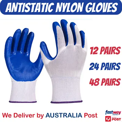 Antistatic Nylon Gloves Work Safety Working Mechanic Gloves Garden Builder • $12.95