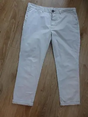 NEXT Mens Light Beige Slim Cropped Chino Trousers WAIST 34 Regular • £9.99