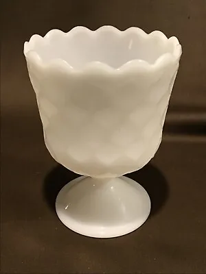 Vtg E O Brody Co Milk Glass Footed VASE #MJ-42 – Honeycomb Pattern 6” H USA • $8.50