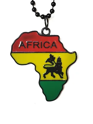 Dupsie's Pan African Flag With Rasta Lion Of Judah Pendant Necklace African Map • $16.99