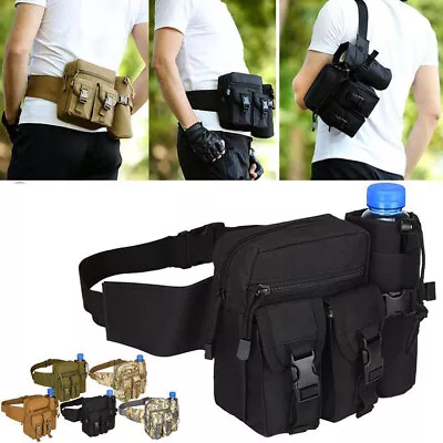 Tactical Waist Bag Fanny Hip Belt Pack Kettle Water Bottle Pocket Outdoor Bag • $21.99