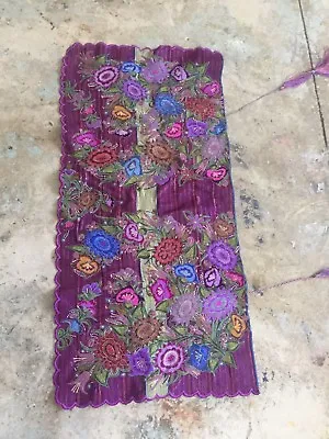 Handmade Embroidered Runner Floral Table Shawl Costume México Decor Mexican Craf • $250