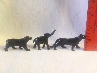 Miniature Black Painted Metal Animals- Panther Elephant & Bear • $29.99