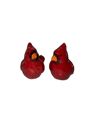 Ceramic Red Cardinal Salt And Pepper Shakers Winter Christmas • $15.99