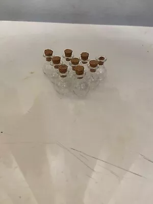 9x Mini Glass Vials With Cork Top Tiny Bottles Little Empty Jars Small Bottles • $8