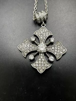 Vintage Silver Maltese Cross With Round Facted Crystal. Magnetic Clasp. ESPOmark • $68