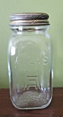 Vintage Small Atlas Mason Jar Bank With Lid - EUC • $12