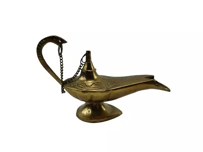 Vintage Brass Lamp Aladdin Genie Oil Lamp Incense Burner Decor • $12.76