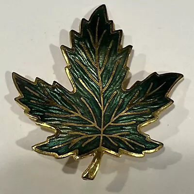 Vintage Green Enamel Leaf Brooch  • $8