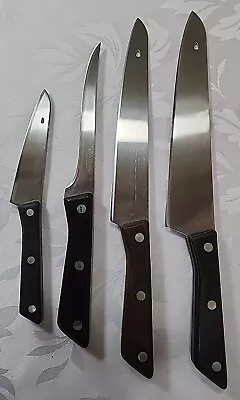 #129) Miracle Maid Vintage Knives Set Of Four Wooden Handle USA Stainless 1975 • $30