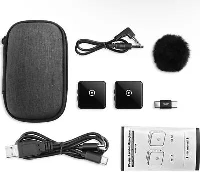 Wireless Lavalier Microphone2.4GHz Dual Lapel Mics With Real-time Monitoring • $29.50