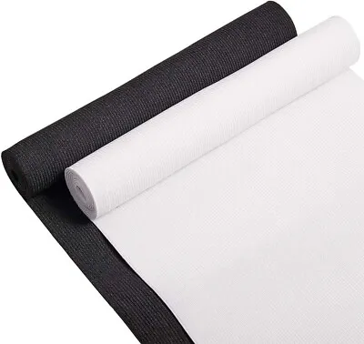 PREMIUM QUALITY WIDE WOVEN STRETCH  ELASTIC 4 INCH 100 MM BLACK And WHITE UK • £3.90