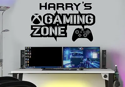 £8.95 • Buy Gaming Zone Personalised Wall Stickers X One Controller Game Zone Decals Kids GZ