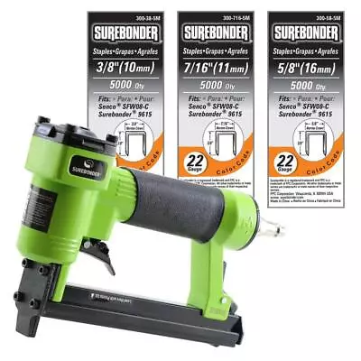 Pneumatic Upholstery Stapler 22-Gauge 3/8 In. Crown Extended Nose Aluminum Body • $38.79