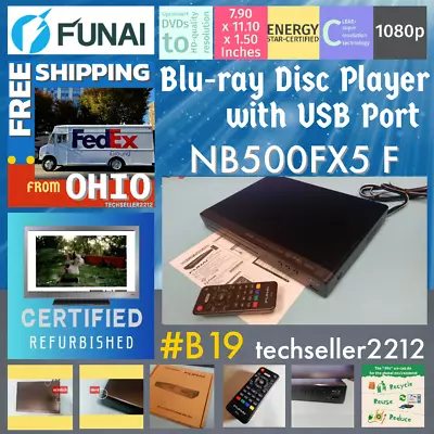 Funai Blu-ray Disc Player With USB Port (NB500FX5 F} With Remote Controller • $29.29