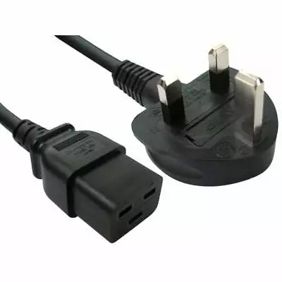 IEC C19 16A UPS / Server Power Lead Cable C19 Socket To UK Mains Plug 2M • £11.50