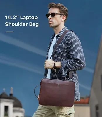 Men's Genuine Leather Laptop Case For MacBook Pro 14 Air 13 Handbag Crossbody • $47.99