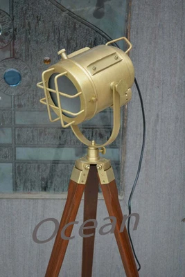 $181.02 • Buy Vintage Tripod Floor Lamp Nautical Search Light Wooden Stand Decorative Gifts