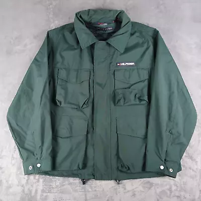 Vintage Tommy Hilfiger Utility Jacket Parka Mens Large L Green Hiking Outdoor • $22.44