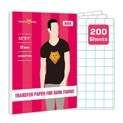 200 Sheets Bulk Inkjet Printable Heat Transfer Paper DARK Cotton Iron-on 8.5x11 • $129.96