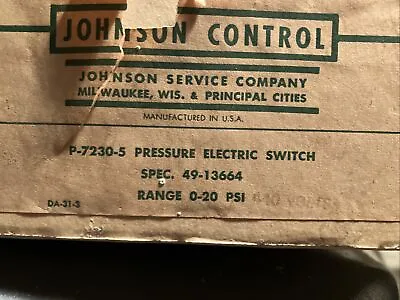 JOHNSON CONTROL P-7230-5 PRESSURE ELECTRIC SWITCH.   New On Box • $50