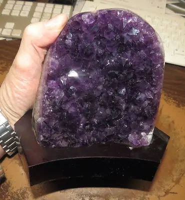 $125.96 • Buy Large  Amethyst Crystal Cluster Geode  Uruguay Cathedral Wood Stand;