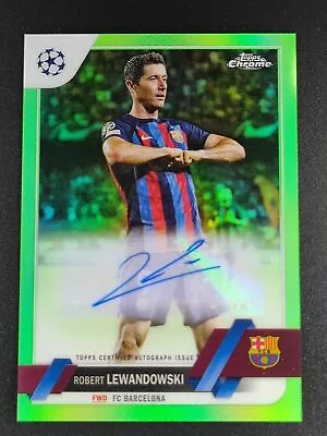 Robert Lewandowski 2022-23 Topps Chrome 54/99 Auto Green UEFA FC Barcelona ---W • $0.99