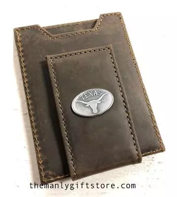ZEP-PRO Texas Collegiate Crazy Horse Leather Front Pocket Wallet • $36