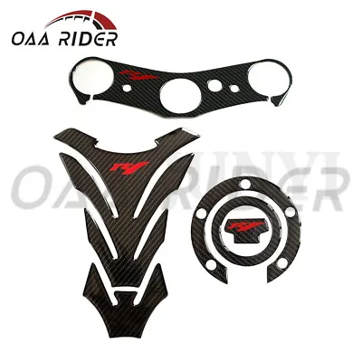 Carbon Gas Fuel Tank Pad Emblem Stickers Decals For Yamaha YZF1000 R1 2007 2008 • $19.47