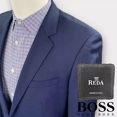 Hugo Boss Blazer Mens 38R Reda Italian Super 110 Wool Sport Jacket Blue 2 Button • $58