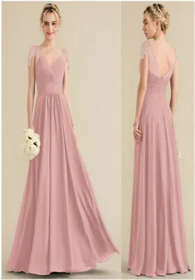 £49.99 • Buy A-Line/Princess Prom Dress Bridesmaid V-Neck Floor-Length Chiffon Beading Sequin