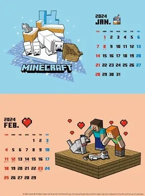 Minecraft 2024 Wall Calendar CL-128 A2 Size 42 X 5 X 5 Cm ENSKY • $49.99