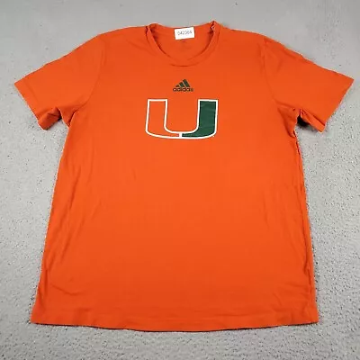 Adidas Miami Hurricanes T Shirt Mens XL Orange UM College Short Sleeve • $18.95