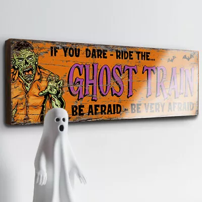 Ghost Train Wood Sign Fairground Circus 28cm Zombie Fun Fair Carnival Ride Sign • £14.50