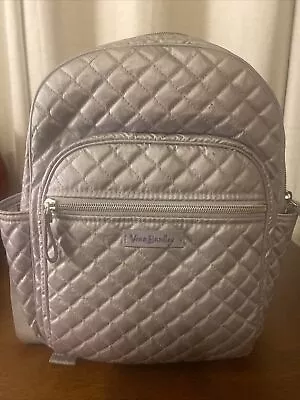 Vera Bradley Essential Compact Backpack In Quilted Carbon Grey Lady Bugs Inside • $28