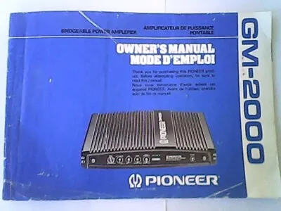 Pioneer Stereo Integrated Amplifier Instruction Manual - GM 2000 • $2.50