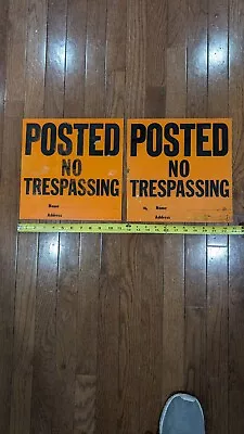 Lot Of (2) Vintage  Posted No Trespassing Tin Metal Signs • $49.95