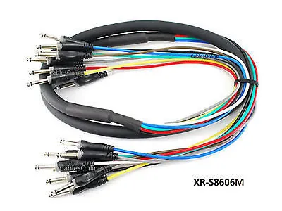 6ft 8-Channel 1/4  TS Male/Male Plug Audio Mixer Snake Cable - XR-S8606M • $30.95