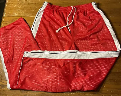 Mens Mesh Jogging Pants RED / WHITE BLACK Stripe Lining Size Large - No Size Tag • $15.95