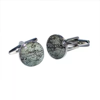 Retro Style World Map Cufflinks In A Cufflink Box - X2BOC154 • £9.99