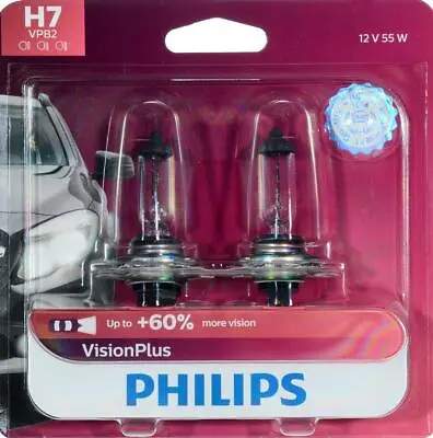 Philips Lighting Pack Of 2 H7 VisionPlus Upgrade Headlight Bulbs 55W 3300K • $25.79