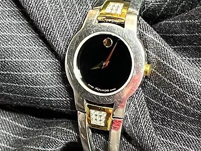 Movado 81.E4.1842 Diamond Saphire Crystal SS Quartz Ladies Watch As Is • $145