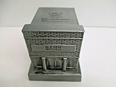 Metal Coin Bank-The Citizens Bank 100th Anniversary 1902-2002 Miniature Building • $24.97