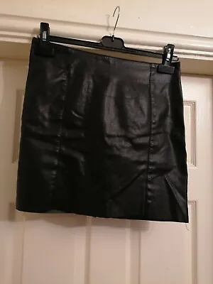 C) H&M Ladies Black Faux Leather Short Skirt Size Eur 36 • £6.99