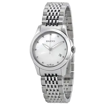 GUCCI G Timeless YA126504 Diamond Mother-of-pearl Dial Date Women's Watch $1050 • $664.52