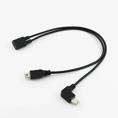 Mini USB 5 Pin Female To Micro 5 Pin Angled & Mini 5 Pin Male Y Splitter Cable • $1.69