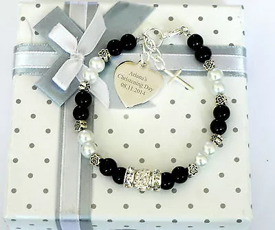 £12.99 • Buy Engraved Christening/First Holy Communion/ Baptism Engraved Heart Bracelet Gift
